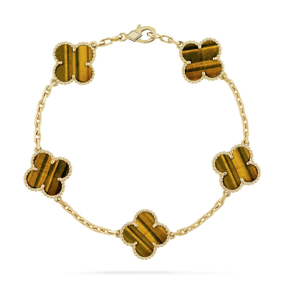 [Resenly Jewelry] クローバー 5モチーフ タイガーアイ ブレスレットコレクション