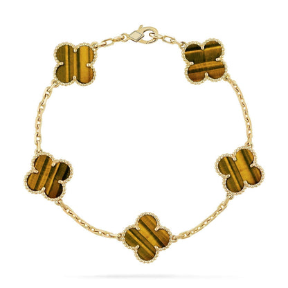 [Resenly Jewelry] クローバー 5モチーフ タイガーアイ ブレスレットコレクション