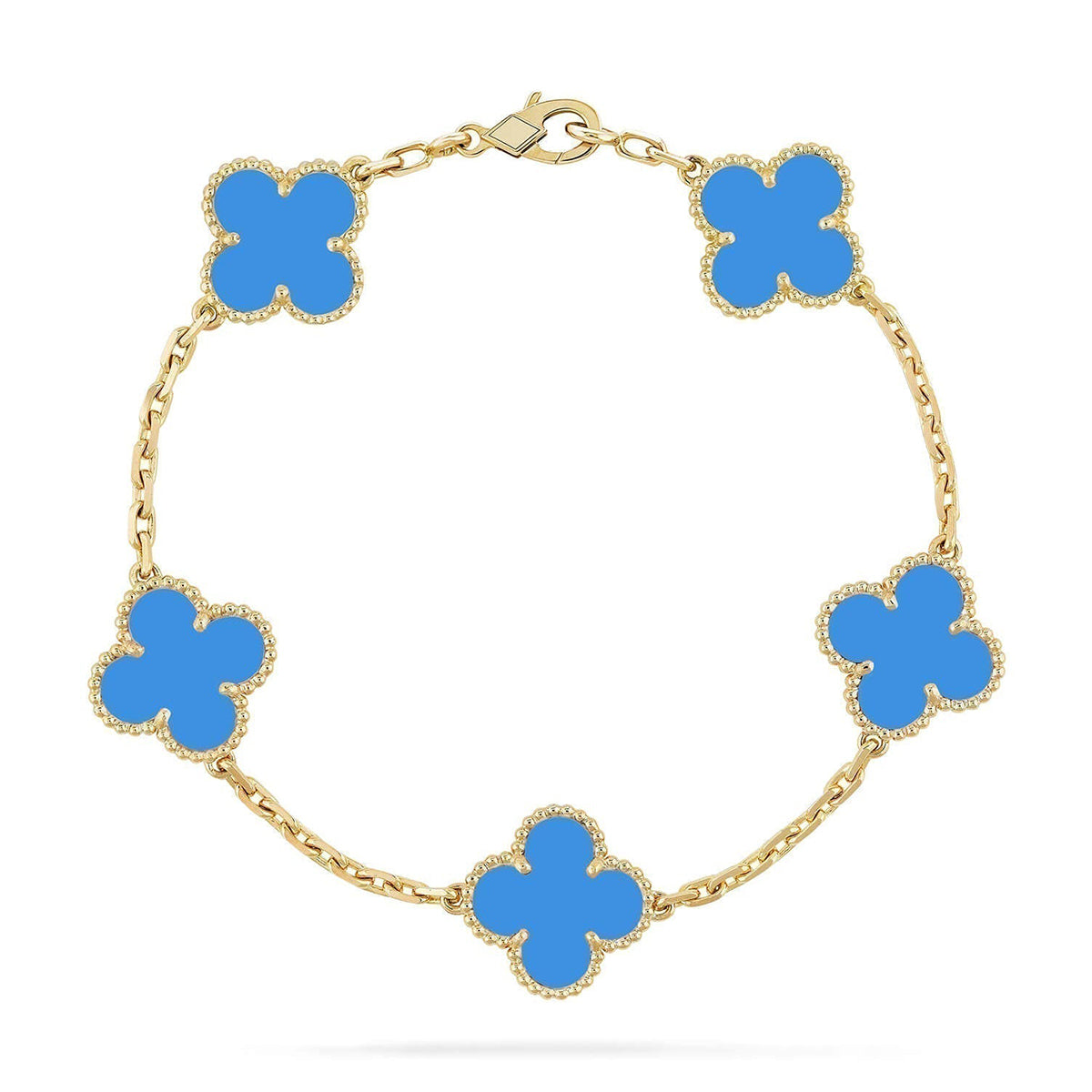 [Resenly Jewelry] クローバー 5モチーフ ブルーアゲート ブレスレット コレクション