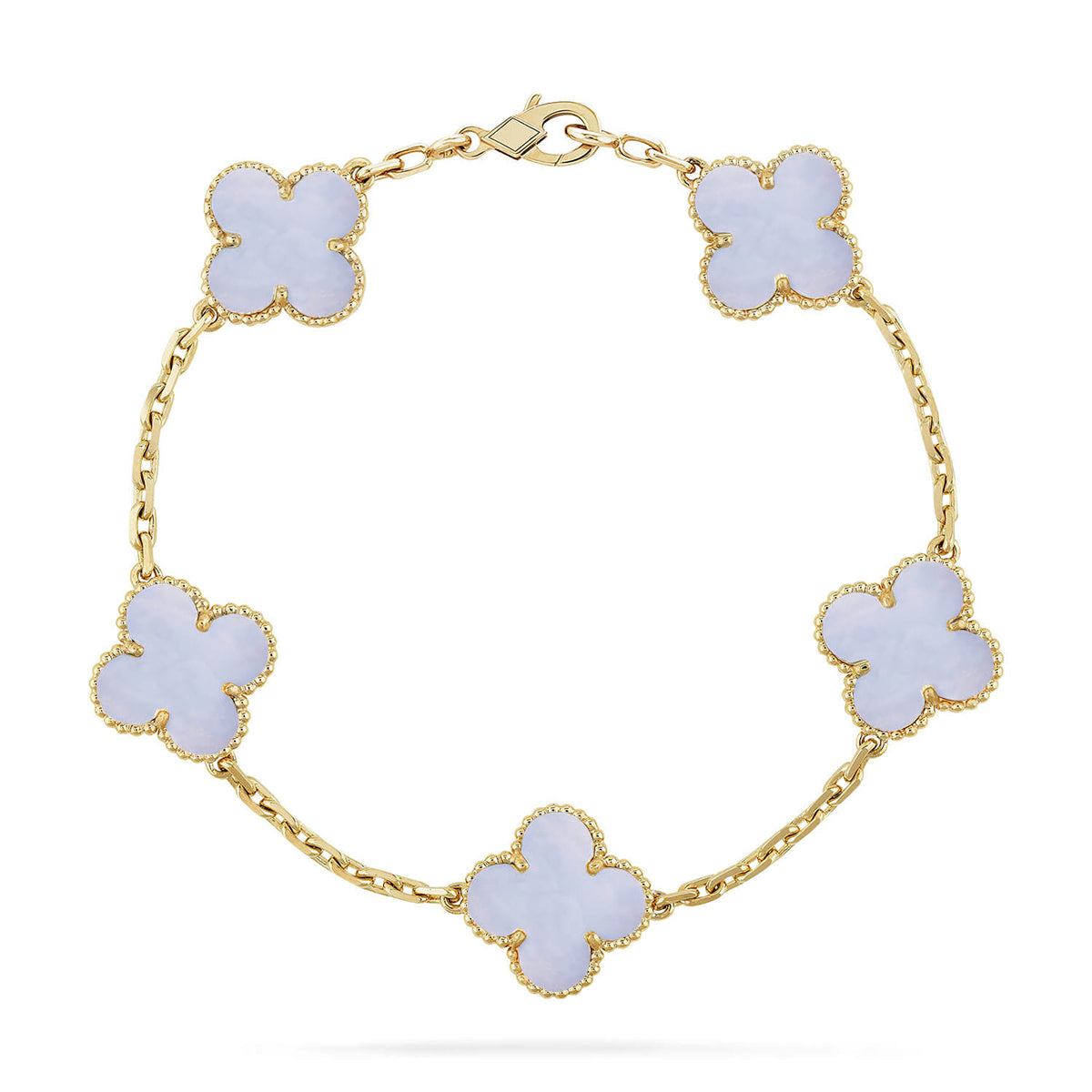 [Resenly Jewelry] クローバー 5モチーフ パープルカルセドニー ブレスレット コレクション