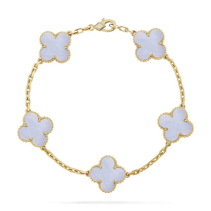 [Resenly Jewelry] クローバー 5モチーフ パープルカルセドニー ブレスレット コレクション