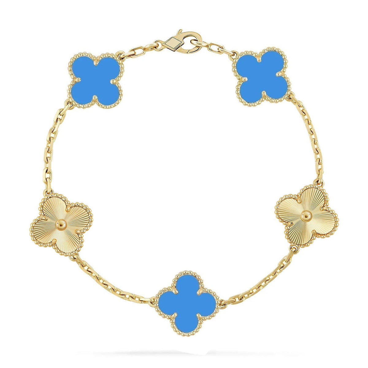 [Resenly Jewelry] クローバー 5モチーフ ブルーアゲート ブレスレット コレクション