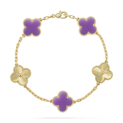 [Resenly Jewelry]CLOVER 5 MOTIF LIGHT PURPLE BRACELET COLLECTION