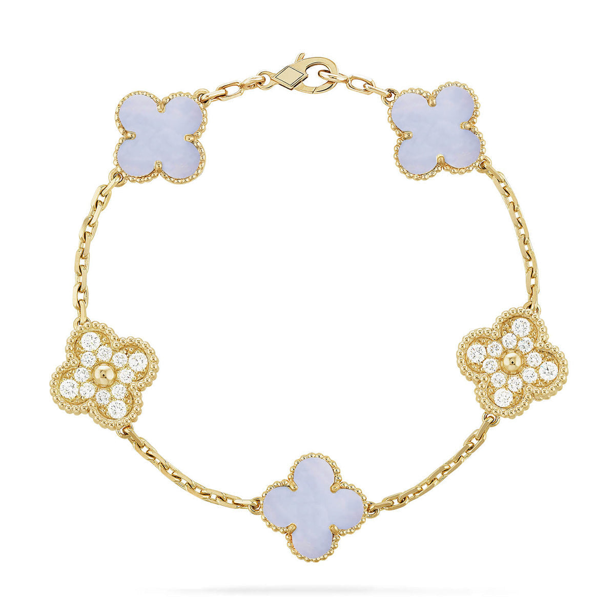 [Resenly Jewelry] クローバー 5モチーフ パープルカルセドニー ブレスレット コレクション