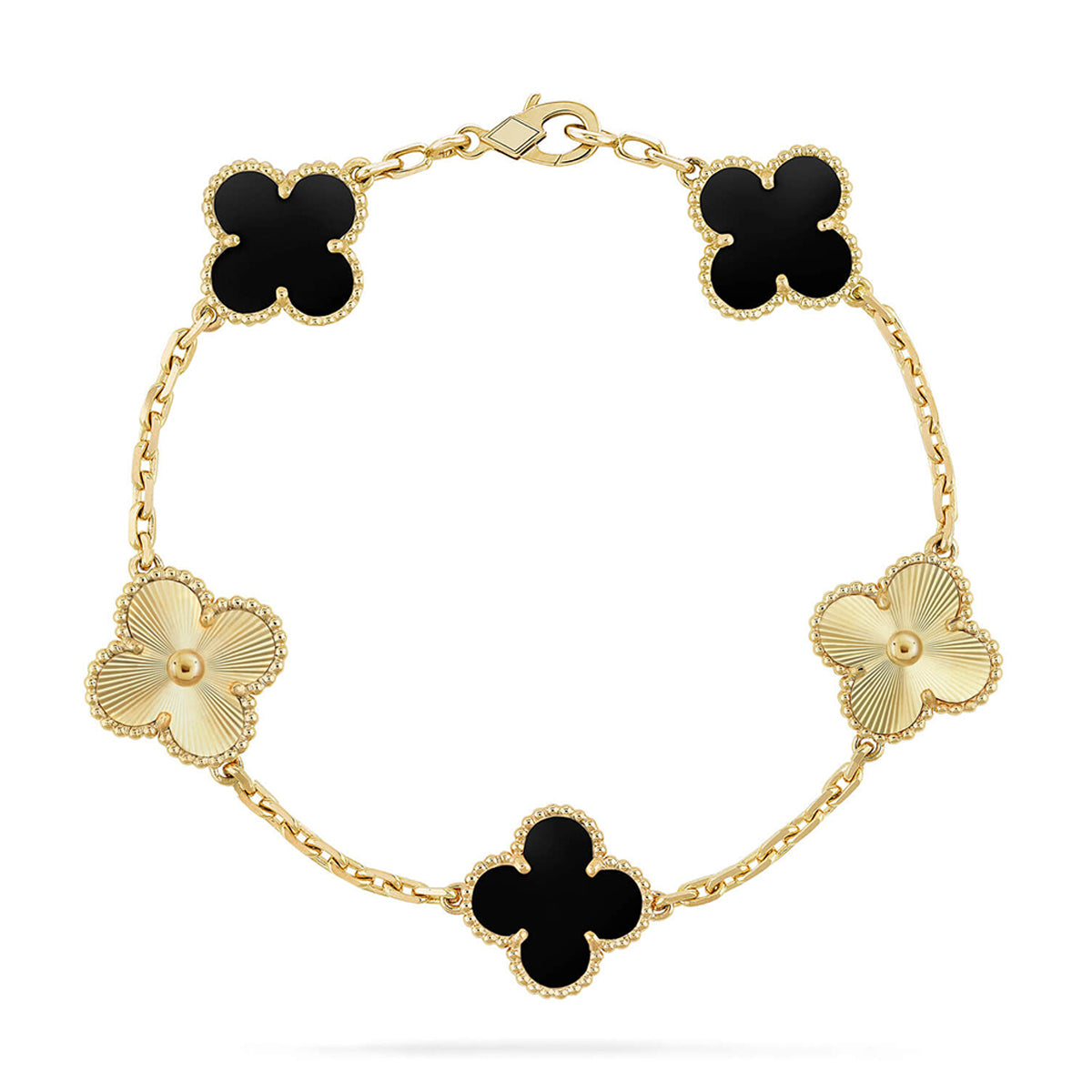 {
  "Resenly Jewelry": "Resenly Jewelry",
  "CLOVER 5 MOTIF ONYXS BRACELET COLLECTION": "クローバー 5モチーフ オニキス ブレスレット コレクション"
}
