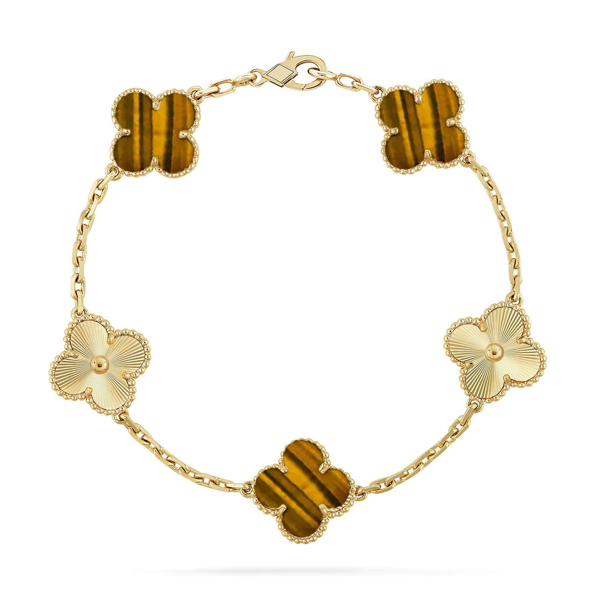 [Resenly Jewelry] クローバー 5モチーフ タイガーアイ ブレスレットコレクション