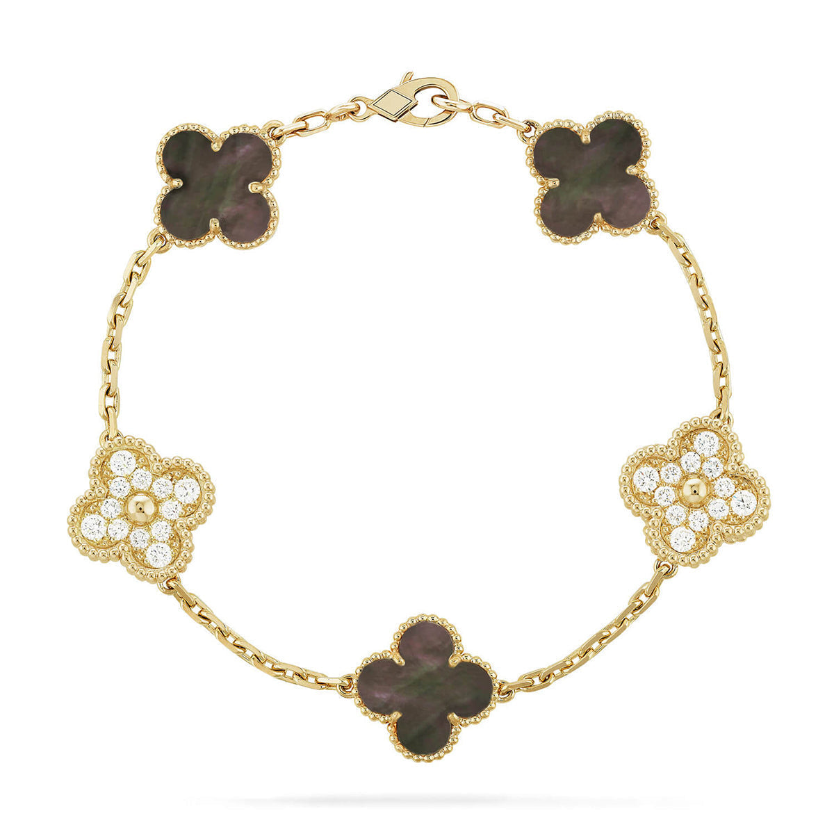 [Resenly Jewelry] CLOVER 5 MOTIF GRAY MOP BRACELET COLLECTION