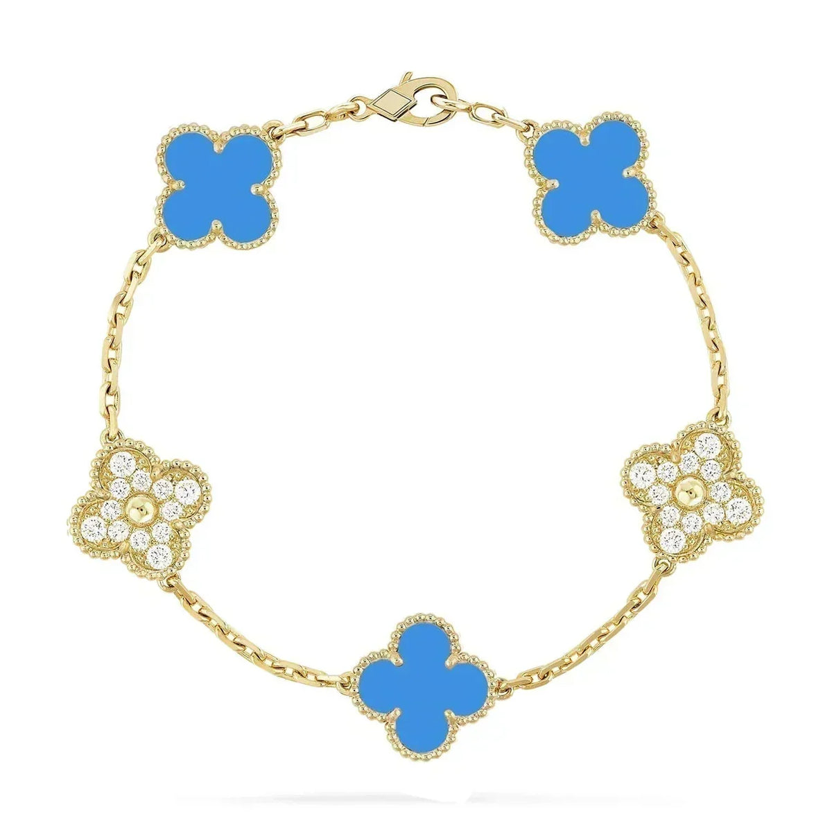 [Resenly Jewelry] クローバー 5モチーフ ブルーアゲート ブレスレット コレクション