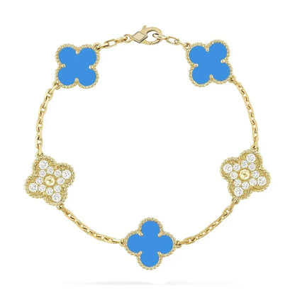 [Resenly Jewelry] クローバー 5モチーフ ブルーアゲート ブレスレット コレクション