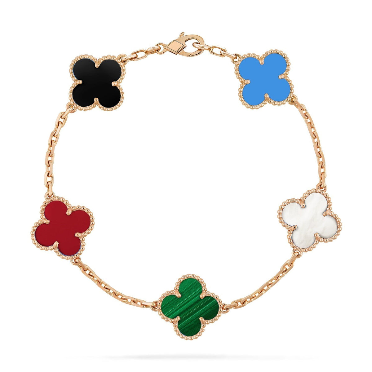 [Resenly Jewelry]CLOVER 5 MOTIFS MULTICOLOR BRACELET