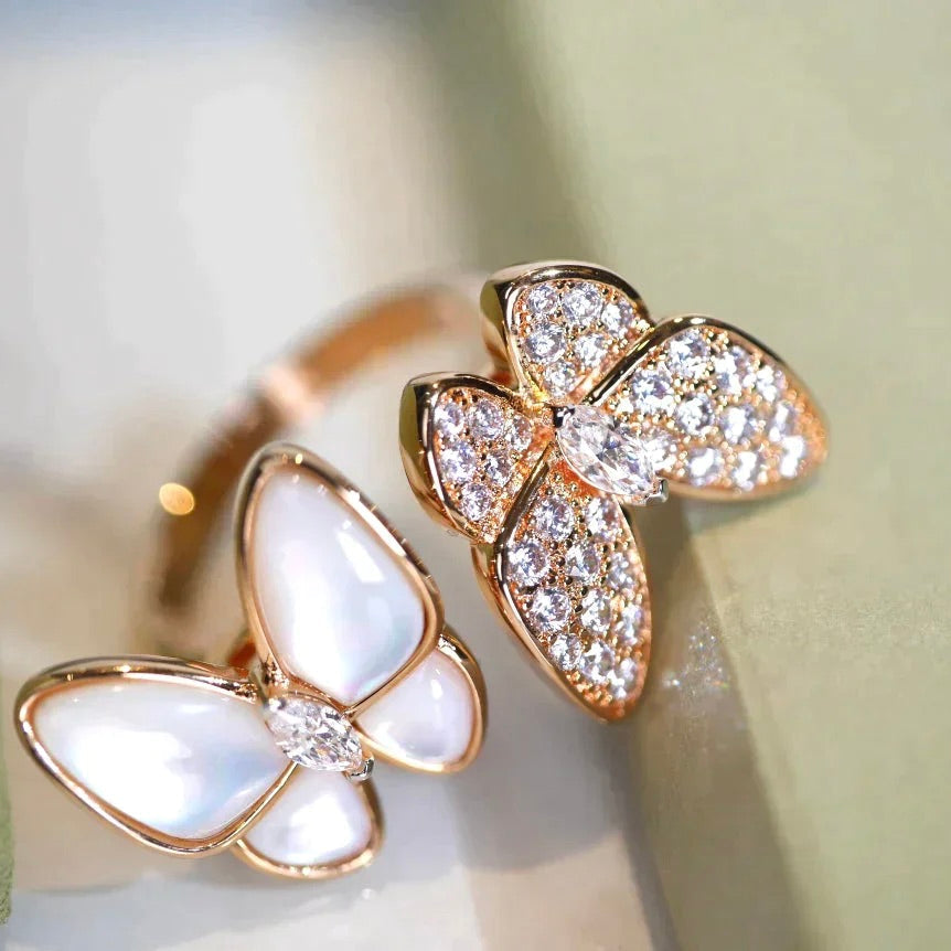 [Resenly Jewelry]TWIN BUTTERFLY DIAMOND MOP RING