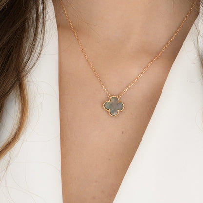 [Resenly Jewelry]CLOVER 15MM グレーマザーオブパールネックレス
