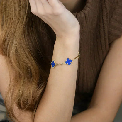 [Resenly Jewelry] クローバー 5モチーフ ブルーアゲート ブレスレット コレクション