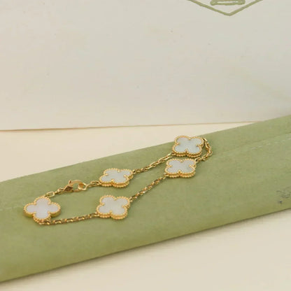 [Resenly Jewelry]CLOVER WHITE PEARL MOP 5 MOTIF BRACELET COLLECTION