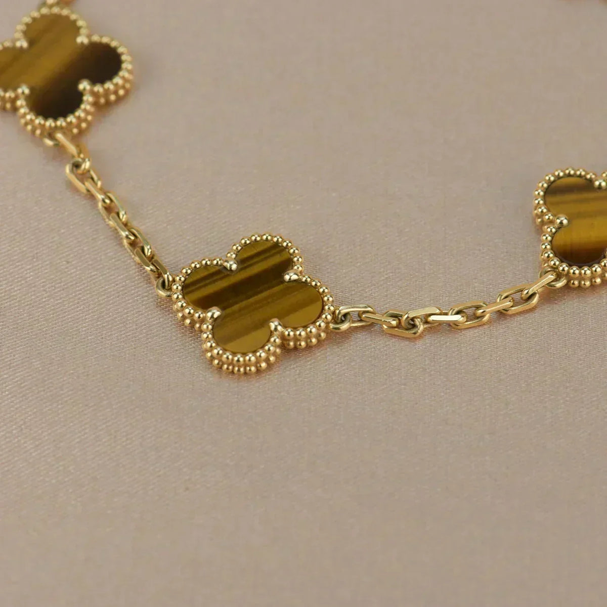 [Resenly Jewelry] クローバー 5モチーフ タイガーアイ ブレスレットコレクション