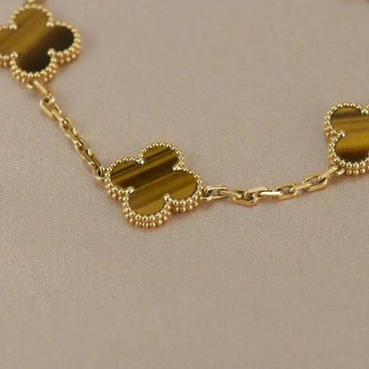 [Resenly Jewelry] クローバー 5モチーフ タイガーアイ ブレスレットコレクション