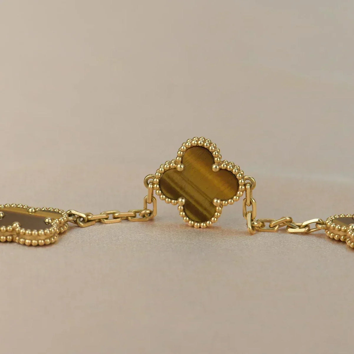 [Resenly Jewelry] クローバー 5モチーフ タイガーアイ ブレスレットコレクション