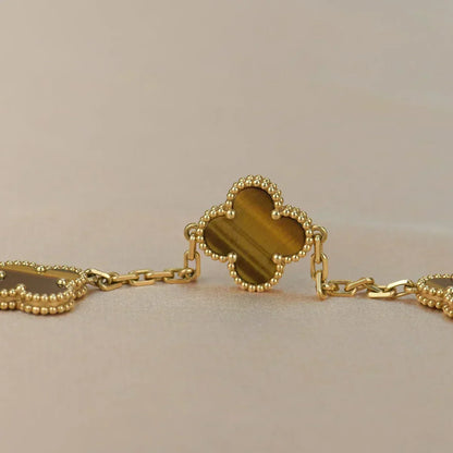 [Resenly Jewelry] クローバー 5モチーフ タイガーアイ ブレスレットコレクション