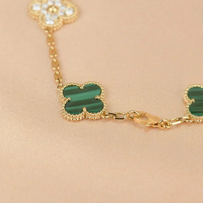 [Resenly Jewelry] CLOVER 5 MOTIF MALACHITE BRACELET COLLECTION