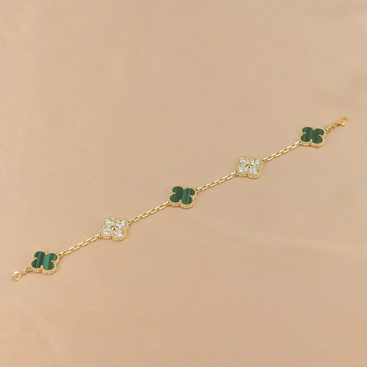 [Resenly Jewelry] CLOVER 5 MOTIF MALACHITE BRACELET COLLECTION