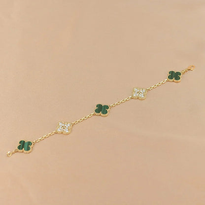 [Resenly Jewelry] CLOVER 5 MOTIF MALACHITE BRACELET COLLECTION