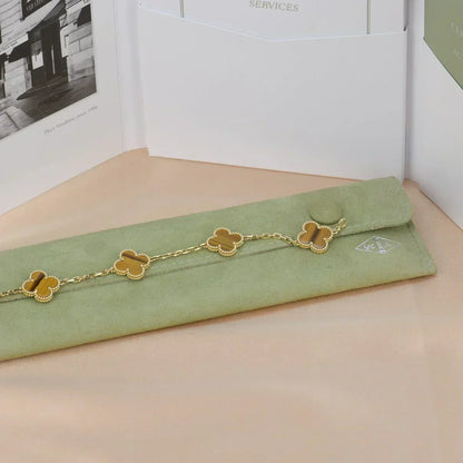 [Resenly Jewelry] クローバー 5モチーフ タイガーアイ ブレスレットコレクション