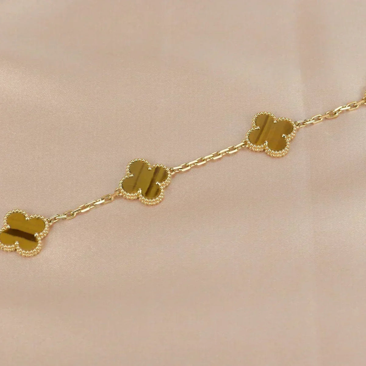 [Resenly Jewelry] クローバー 5モチーフ タイガーアイ ブレスレットコレクション