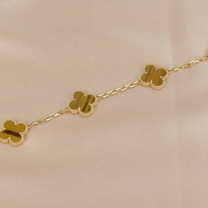 [Resenly Jewelry] クローバー 5モチーフ タイガーアイ ブレスレットコレクション