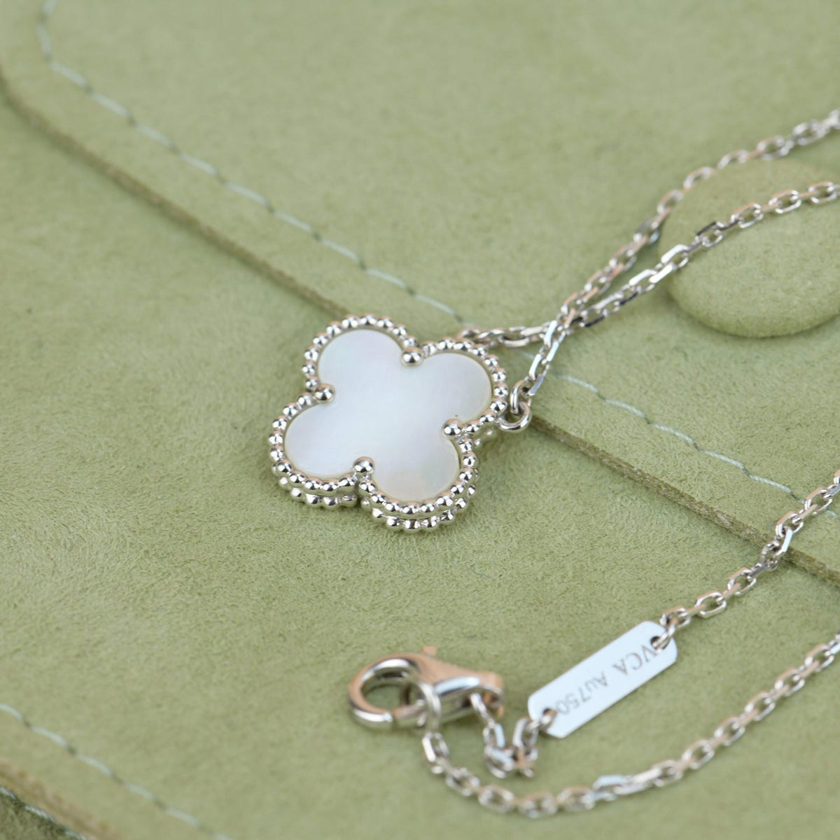 [Resenly Jewelry]クローバー 15MM ホワイトマザーオブパール シルバー