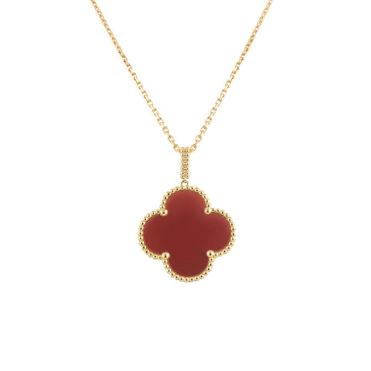[Resenly Jewelry]CLOVER 25MM NECKLACE GOLD CARNELIAN