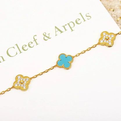 [Resenly Jewelry] CLOVER 5 MOTIF TURQUOISE BRACELET COLLECTION