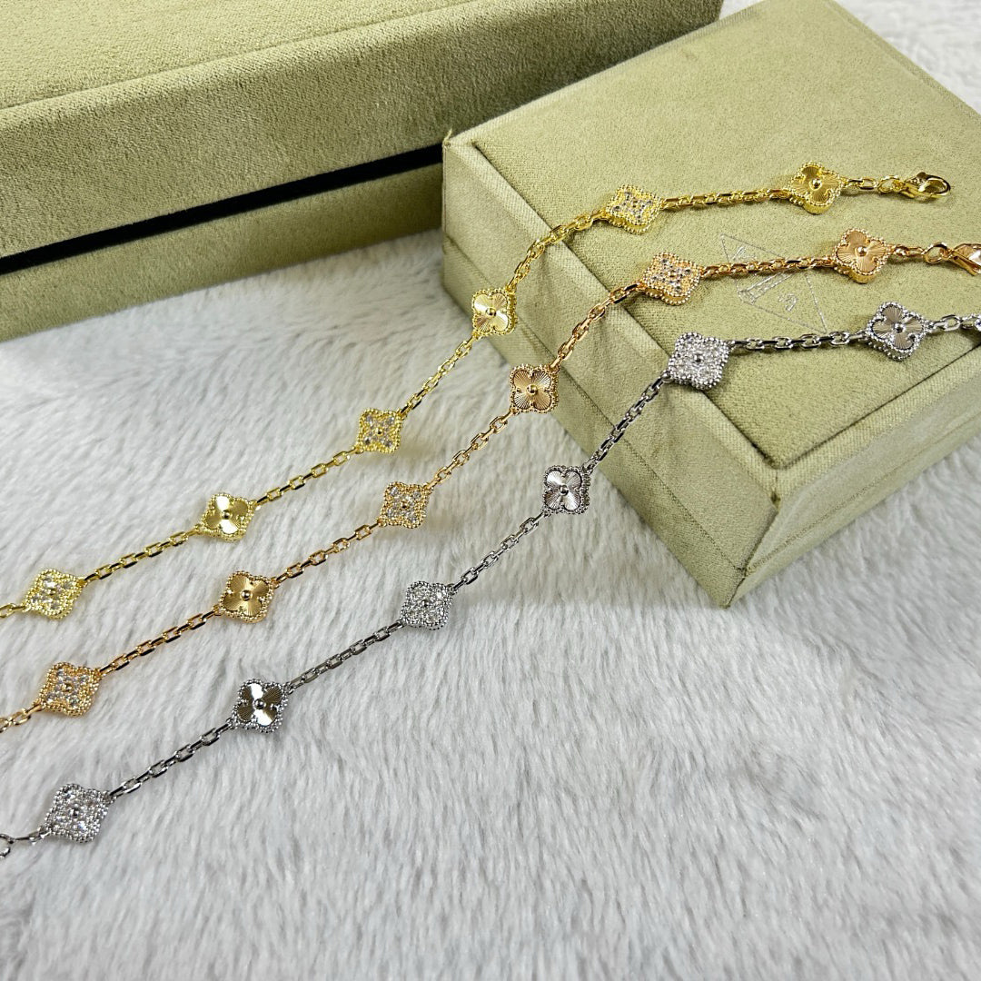 [Resenly Jewelry]CLOVER 6 MOTIF DIAMOND LASER BRACELET