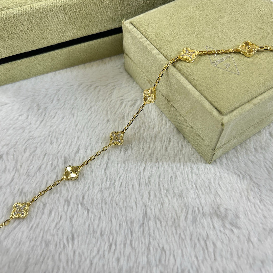 [Resenly Jewelry]CLOVER 6 MOTIF DIAMOND LASER BRACELET