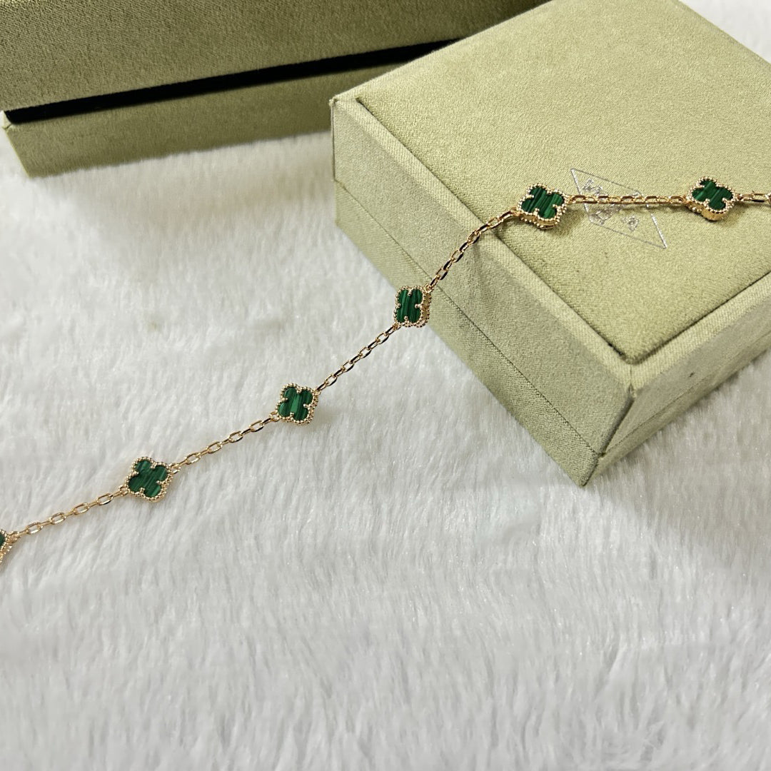 [Resenly Jewelry]CLOVER 6 MOTIF MALACHITE BRACELET