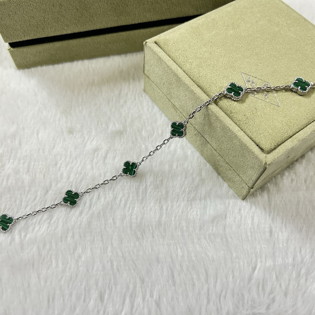 [Resenly Jewelry]CLOVER 6 MOTIF MALACHITE BRACELET