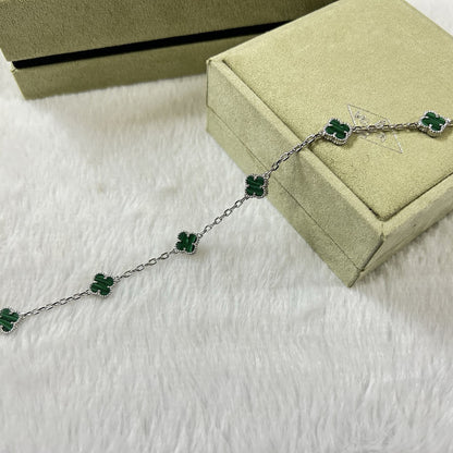 [Resenly Jewelry]CLOVER 6 MOTIF MALACHITE BRACELET