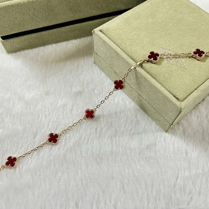 [Resenly Jewelry]CLOVER 6 MOTIF RED AGATE BRACELET