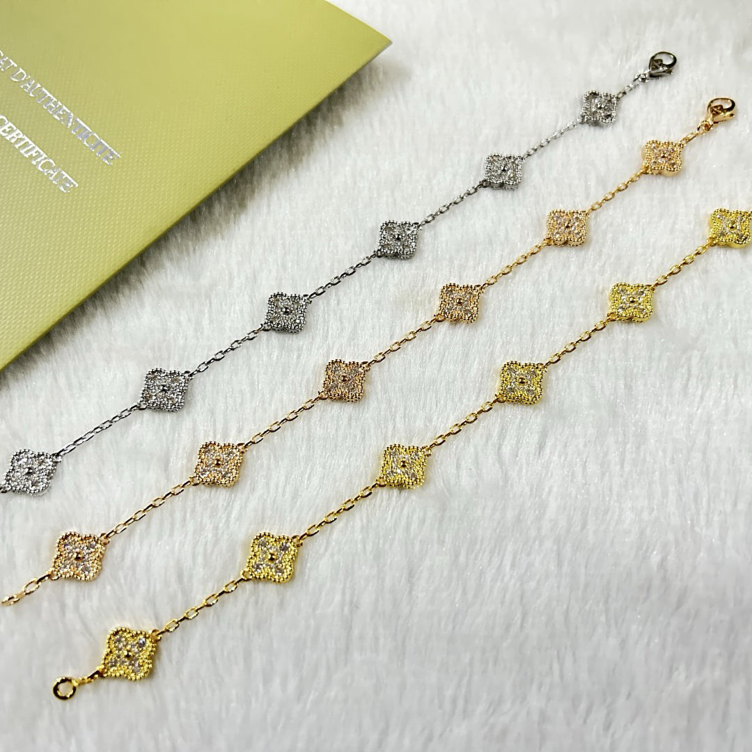 [Resenly Jewelry]CLOVER 6 MOTIF DIAMOND BRACELET
