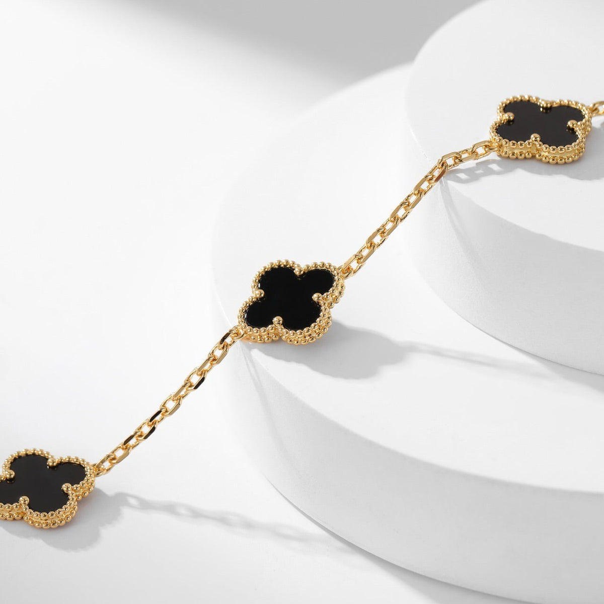 [Resenly Jewelry]CLOVER 10 MOTIFS ONYX NECKLACE