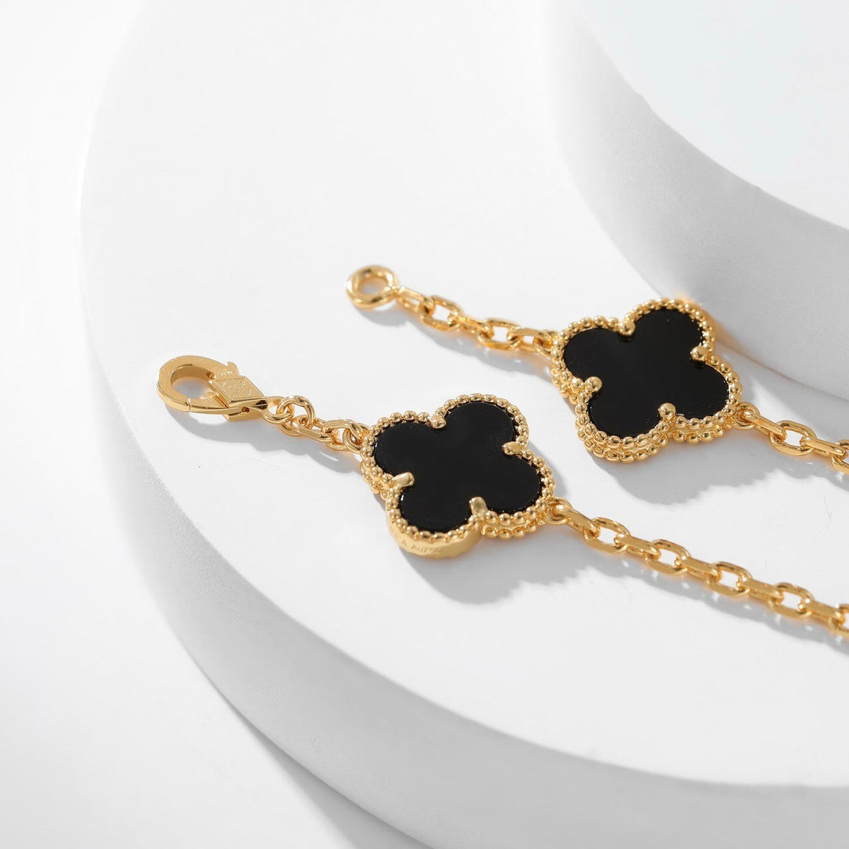 [Resenly Jewelry]CLOVER 10 MOTIFS ONYX NECKLACE