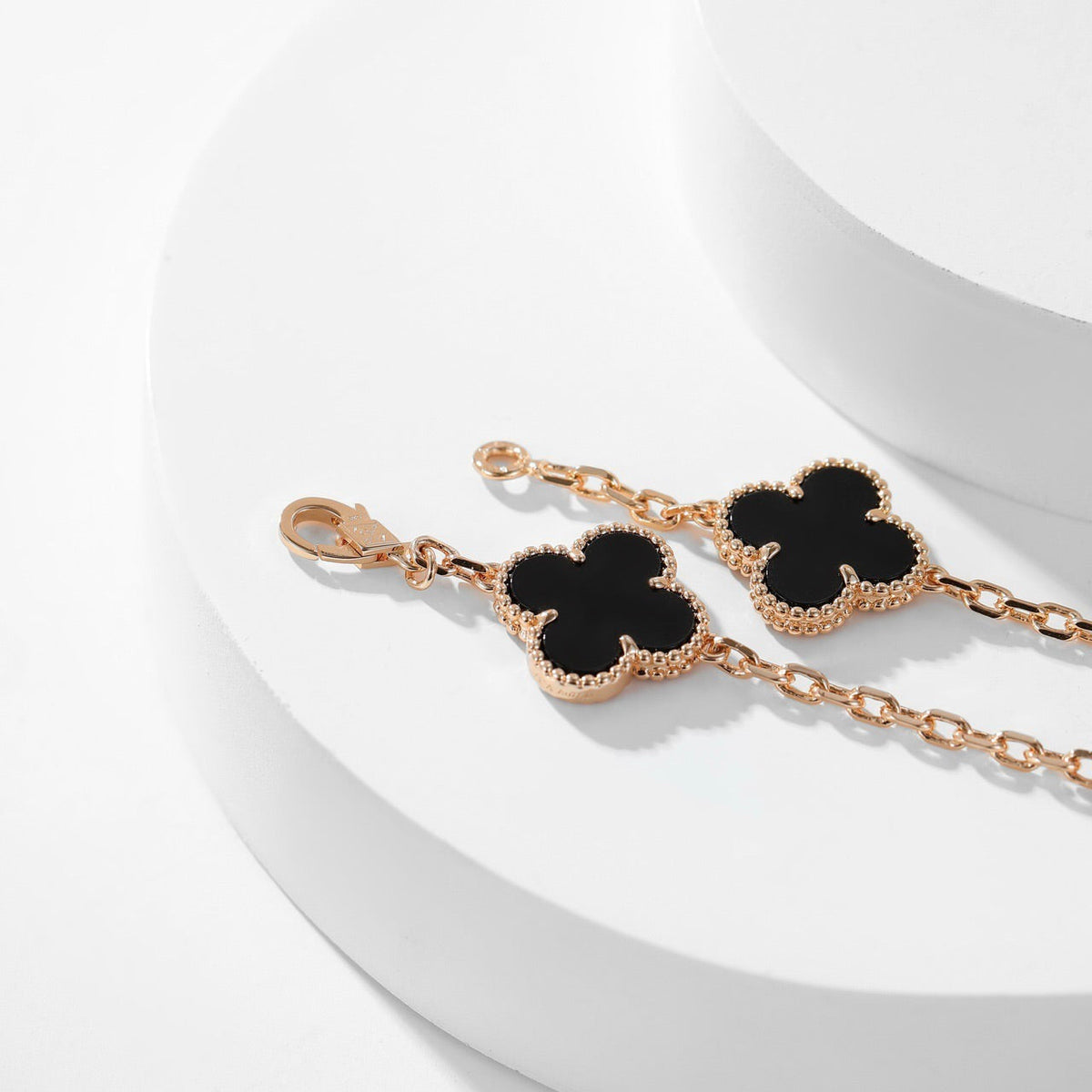 [Resenly Jewelry]CLOVER 10 MOTIFS ONYX NECKLACE