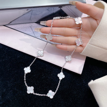[Resenly Jewelry] クローバー 10モチーフ ホワイトマザーオブパール ネックレス