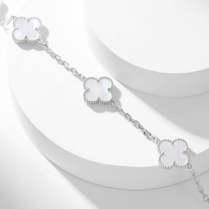 [Resenly Jewelry] クローバー 10モチーフ ホワイトマザーオブパール ネックレス