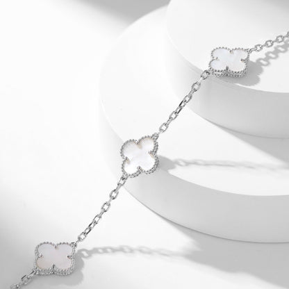 [Resenly Jewelry] クローバー 10モチーフ ホワイトマザーオブパール ネックレス