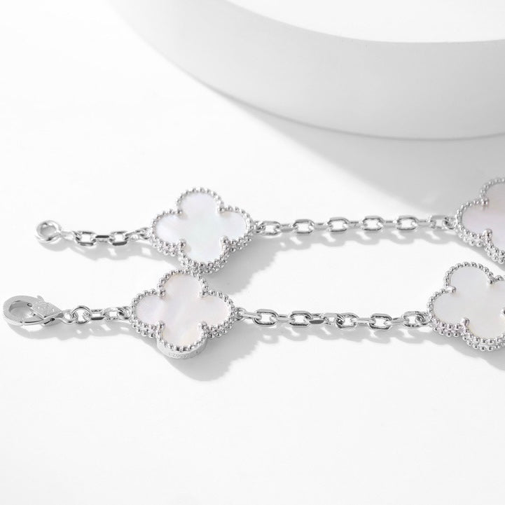 [Resenly Jewelry] クローバー 10モチーフ ホワイトマザーオブパール ネックレス