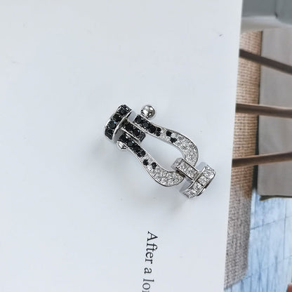 [Resenly Jewelry]FORCE LARGE HORSESHOE BLACK WHITE DIAMOND BRACELET SILVER