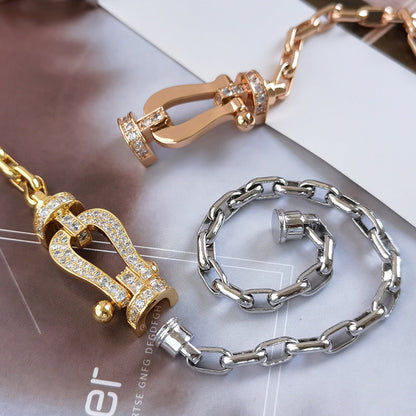 [Resenly Jewelry]FORCE LARGE HORSESHOE CLASP  METAL BRACELET