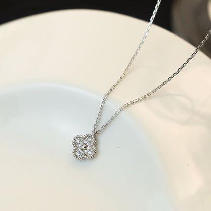 [Resenly Jewelry]CLOVER MINI 9.5MM PENDANT DIAMOND NECKLACE