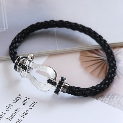 [Resenly Jewelry]FORCE LARGE HORSESHOE BLACK DIAMOND BRACELET SILVER