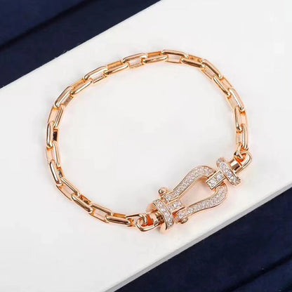 [Resenly Jewelry]FORCE LARGE HORSESHOE CLASP  METAL BRACELET